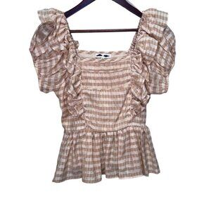 ANTHROPOLOGIE Moon River Ruffle Cropped Top Size XS